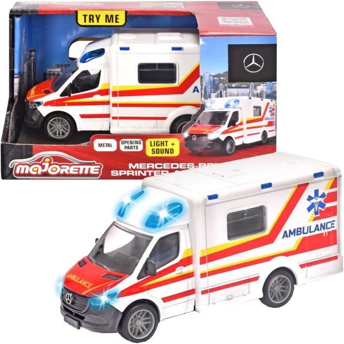 Jouet automobile - MAJORETTE - Mercedes-Benz Sprinter ambulance - Effets sonores et lumineux - Blanc
