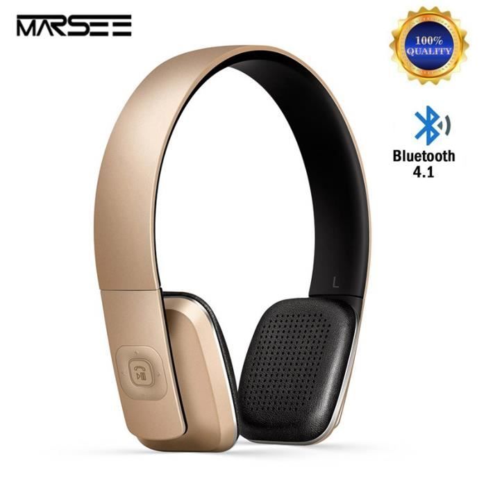 Casque sans fil bluetooth Wireless headphones pour iPhone 8/7 Samsung S8/S7 Edge (Or)