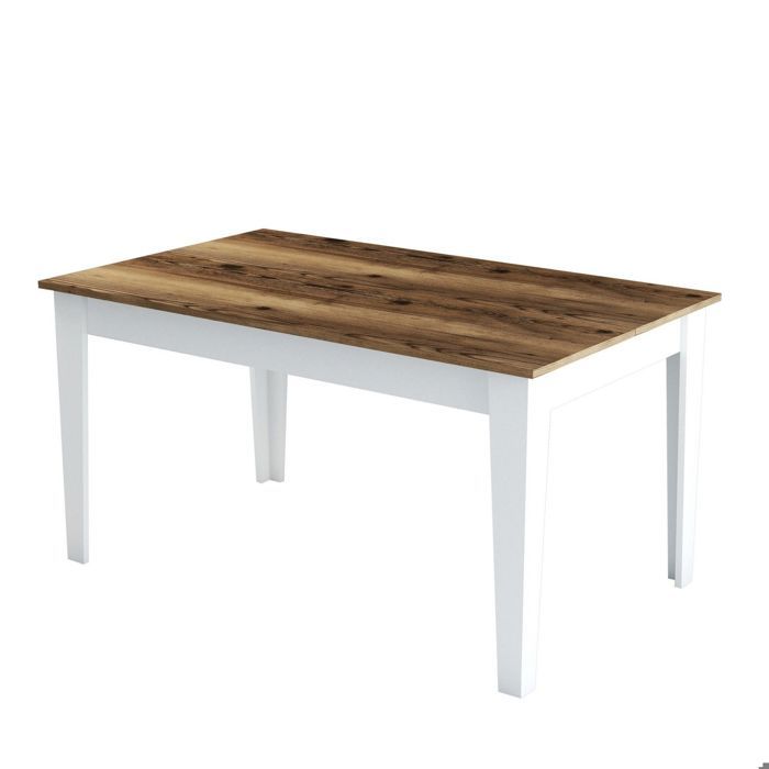 Table de salle à manger avec rangement Fiorita 145cm Blanc et Bois