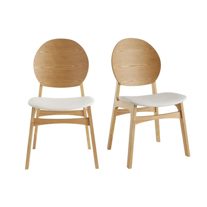 Miliboo - Chaises scandinaves en bois clair et blanc (lot de 2) ELTON