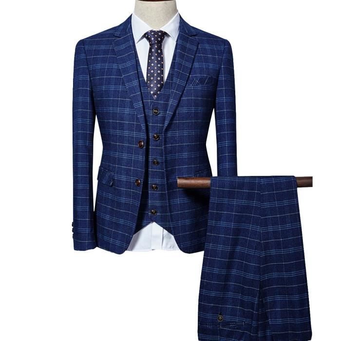 Costume Homme Slim Fit à Carreaux Costumes De Mariage