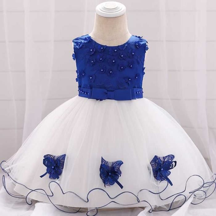 Fete D Anniversaire Robe De Soiree Fille Enfant Noel Broderie Dentelle Robe De Princesse Mariage Costumes C92 Bleu Cdiscount Pret A Porter