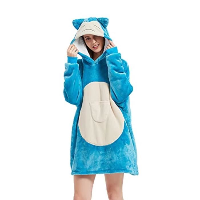 Couverture à capuche épaissie chaude paresseux TV couverture adulte enfant pull