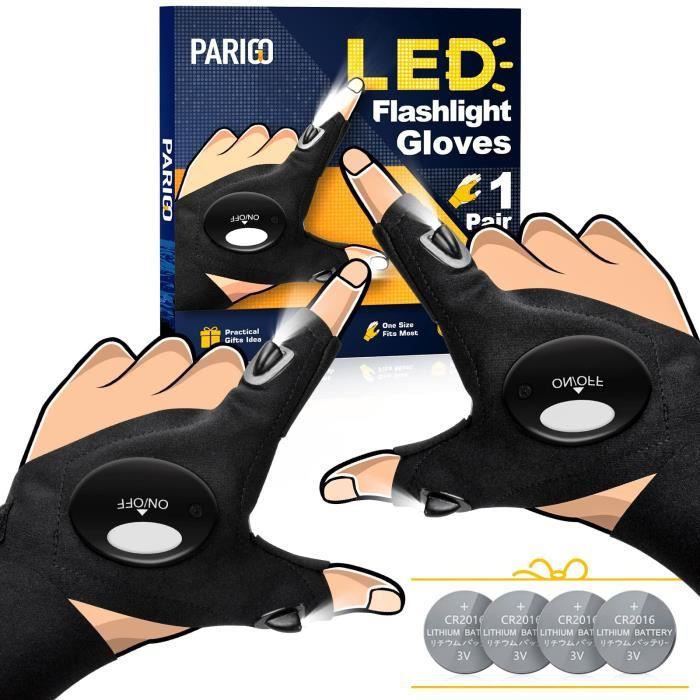 Gants LED avec lumières étanches - Gants de Lampe de Poche à LED