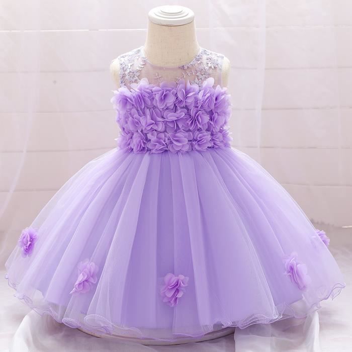 Robe Fille Fleur Blanche Dentelle Tutu - Robe Princesse Communion Mariage Anniversaire IYOU