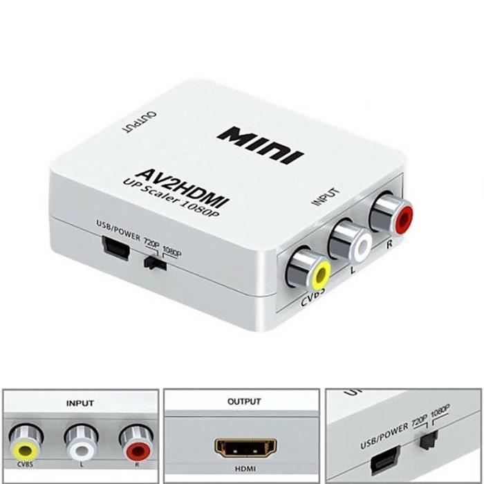 Mini Adaptateur Convertisseur Hdmi vers Rca/ Rca vers Hdmi 1080p+Cable