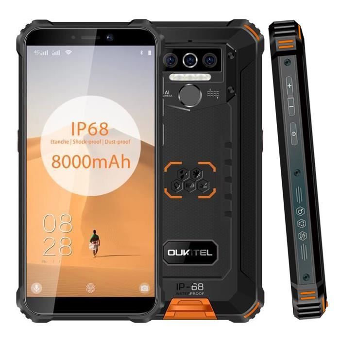 Top achat T&eacute;l&eacute;phone portable OUKITEL WP5 Smartphone Incassable IP68 Etanche 5.5" écran Batterie 8000mAh 32Go Android 9.0 Téléphone portable 4G - Orange pas cher