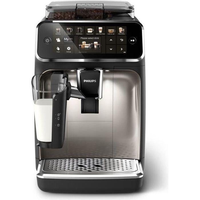Machine à espresso/cappuccino entièrement automatique Philips série 2200  avec mousseur à lait, noir