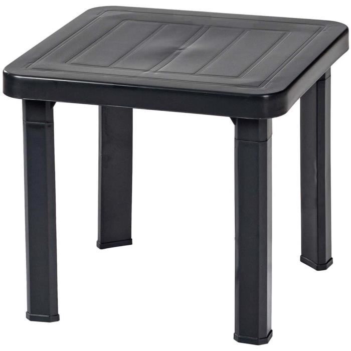 resol table basse de jardin 47x47 cm extérieur couleur gris auxiliare imitation rotin resine table d'appoint protection uv
