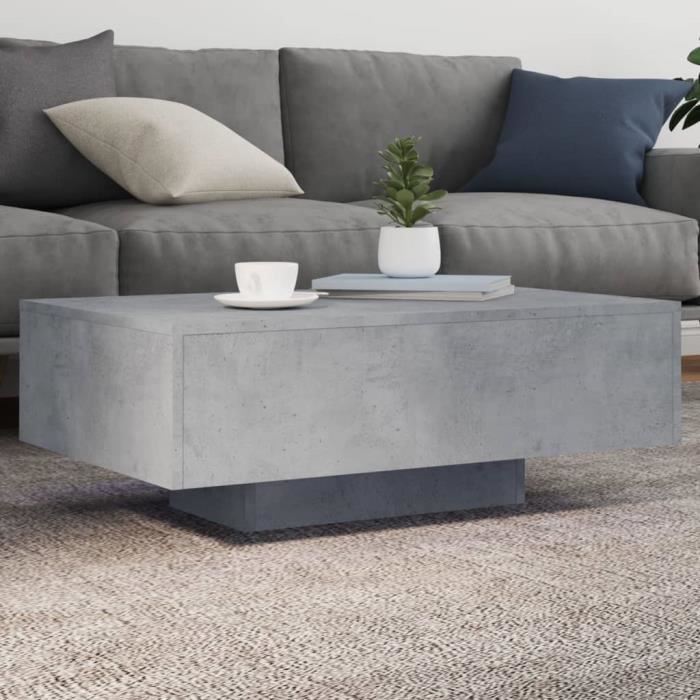 Table basse - SALUTUYA - BD1171 - Gris béton - 85x55x31 cm - Lumières LED réglables