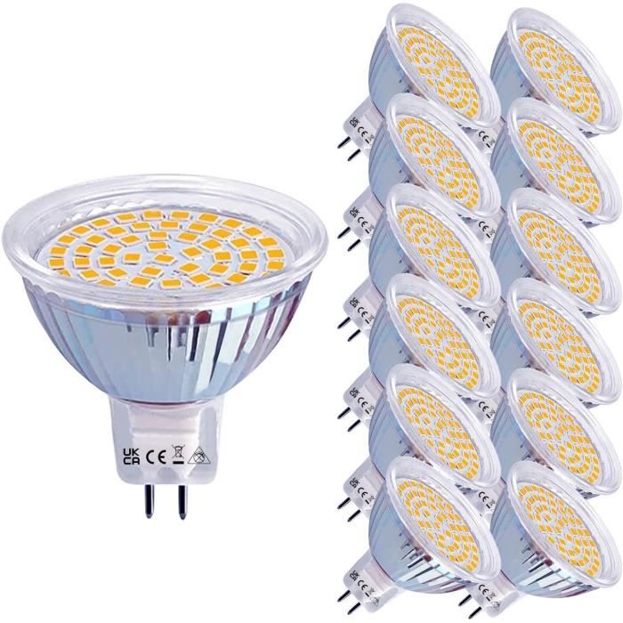 Lot De 10 Ampoules Halogènes MR16 20W GU5.3 12V - Blanc Chaud, Angle 38°, Dimmable
