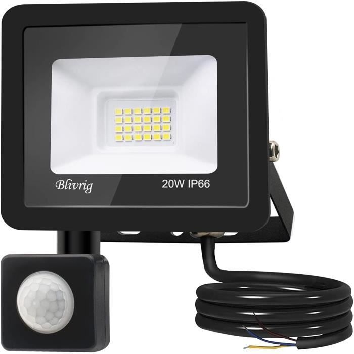 Lot 2 Projecteurs LED Extérieur 20W IP66 Etanche 2000LM - Blanc Chaud 3500K Pour Jardin Garage Patio