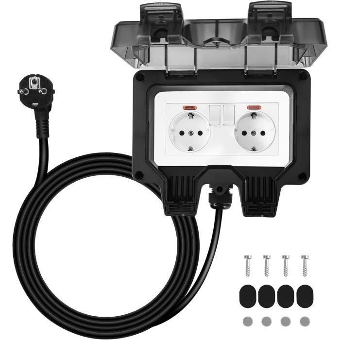 3X Prise Étanche Double Prise Electrique Extérieure IP66 Étanche Prise