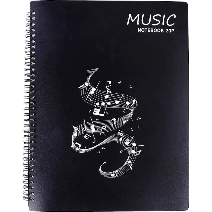 Classeur Dossier Partitions Musique A4 Double Face - Anneaux Inox - Format Noir Pour Musiciens