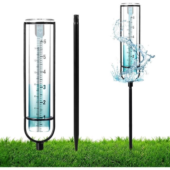 Pluviomètre Extérieur, 17 Cm Pluviomètre En Verre De Grande Capacité Extérieur Avec Piquet Et Joint, Facile à Lire Amovible Rain Gauge Pluviomètres Pour Cour, Pelouse, Jardin, Clôture (Bronze