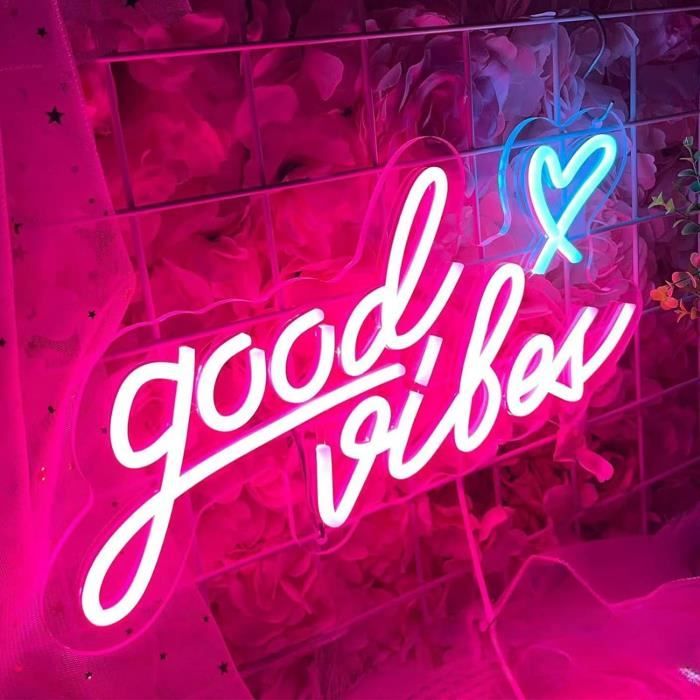 Enseigne Lumineuse LED Good Vibes Eufrozy - Neon Mural Réglable USB Pour Chambre Et Fête