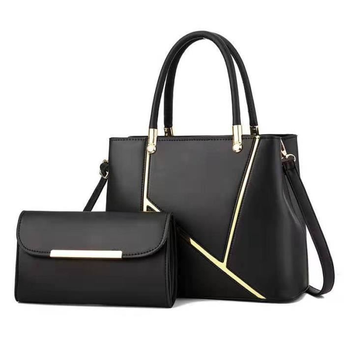 Sac à Main pour Femme en Cuir Noir Épaule Messenger Bag Fashion Zip Bag Voyage Sac à Main