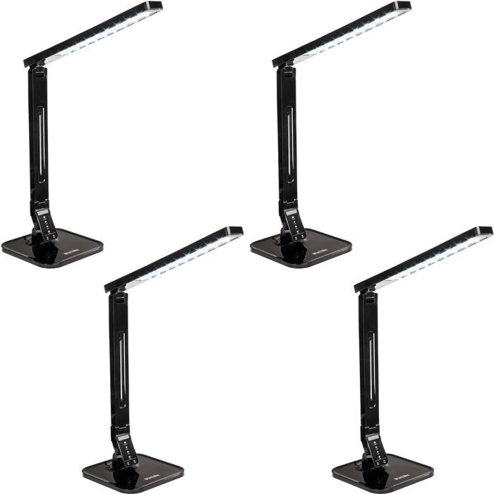 Lampe - TECTAKE - Lot de 4 lampes de bureau LED dimmable et pliable 14W avec luminosité réglable et port USB - Noir Lampe - TECTAKE - Lot de 4 lampes de bureau LED dimmable et pliable 14W avec luminosité réglable et port USB - Noir