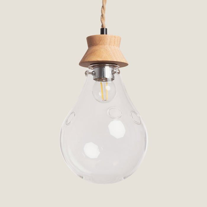 Suspension Bois et Verre Kathu Bumbieris Naturel