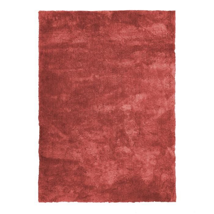 COCOON - Tapis à poils longs toucher laineux rouge argile 120x170 cm ...