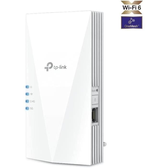 Répéteur WiFi 6 Puissant AX1500 Mbps - TP-Link RE500X - Couvre jusqu'à 100 m² - Double bande - Compatible avec toutes les box