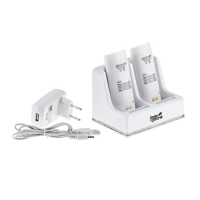 Station De Charge Secteur Pour Télécommande WiiWii U Batteries Offertes Blanches - vue 2