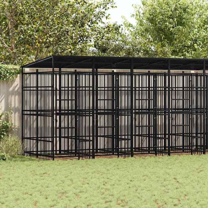 vidaXL Chenil d'extérieur avec toit pour chiens Acier 14 75 m²
