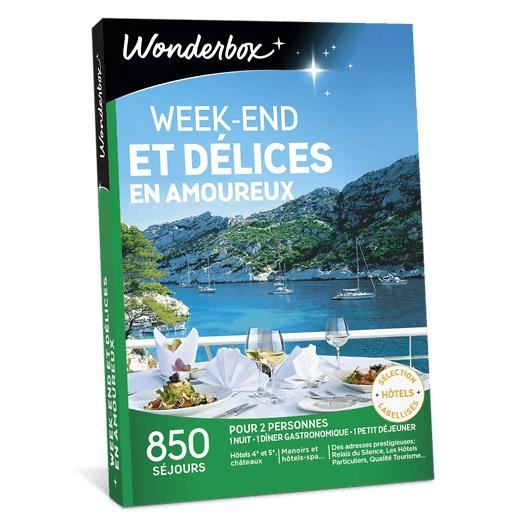 Wonderbox - Box cadeau - Week-end et délices en amoureux - 850 séjours gourmands et romantiques