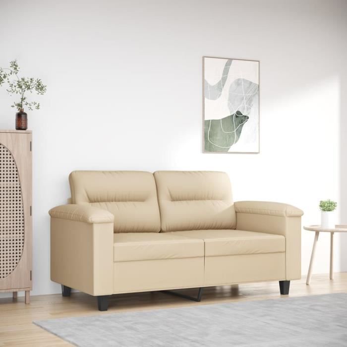CHN Canapé à 2 places Crème 120 cm Tissu microfibre A359559 CN016