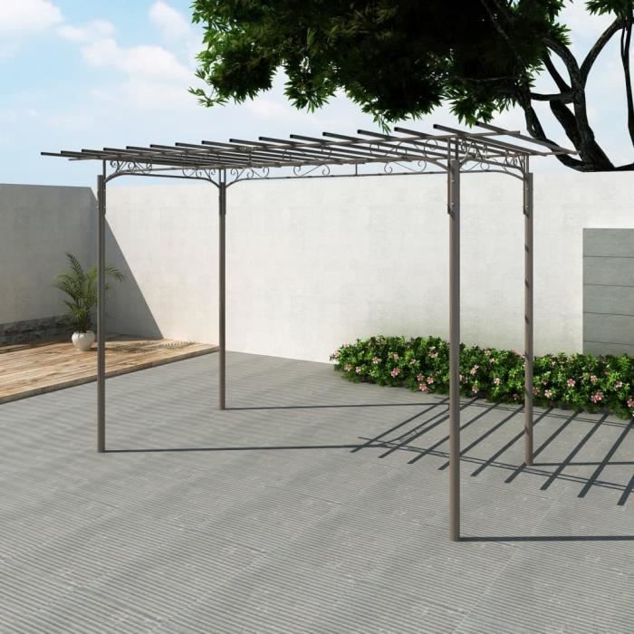 Tonnelle / Arc de rosiers - ZERODIS - Voûte de jardin de décoration - Acier - Marron - 190x320x215cm