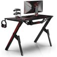 Dripex Bureau Gamer - Table de jeu avec grande surface - GAMING Bureau en fibre de carbone, Noir et rouge, 110x75x55cm-1