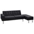 8050Luxueux•Canapé-lit,Canapé d'angle Convertible & Réversible - Sofa Canapé Confortable Cuir artificiel Noir197 x 83 x 49 cm-1