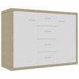 Buffet bas Contemporain - Maison Magnifique Moderne - Blanc et chêne sonoma - 4 tiroirs et 2 portes-1