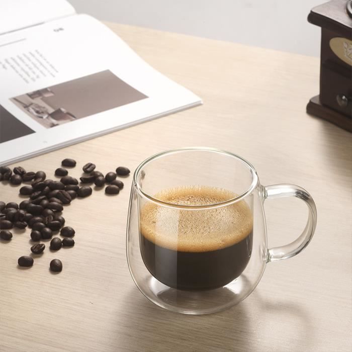 Mug en verre double paroi Isolation claire Tasse à boire résistante à la  chaleur pour café au lait expresso (350 ml) - Cdiscount Maison