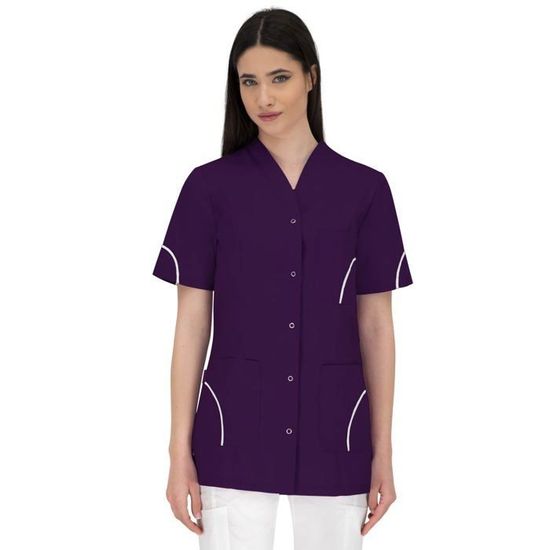 Blouse Médicale Femme B-well Isabella - Manches Courtes Col V - Imprimé Joyeux - Polyester/Élasthanne