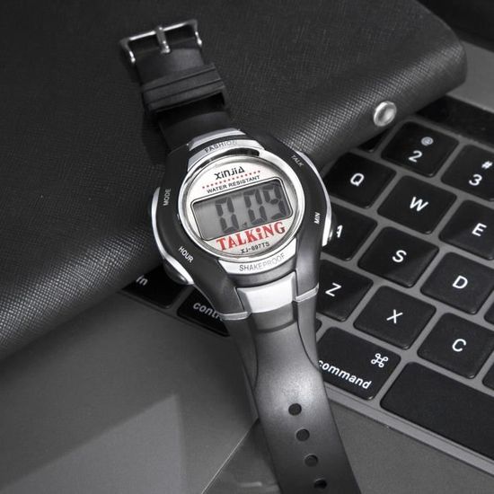 Arabe Montre Parlante Digitale Noir avec Alarme Annonce de l
