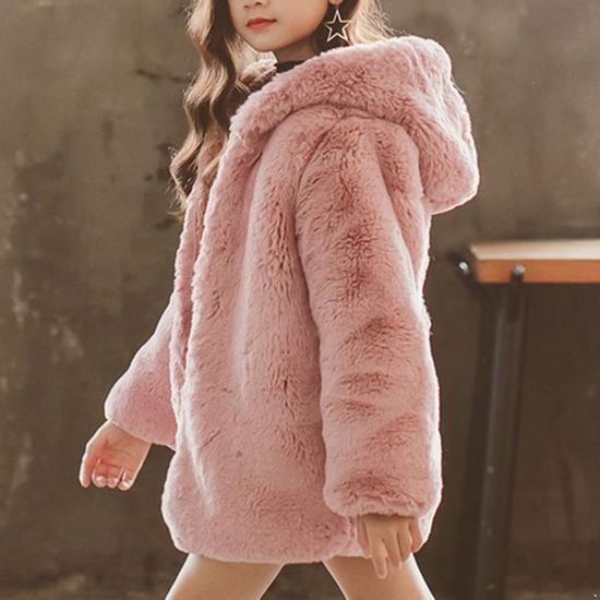 CHICTRY Enfant Fille Manteau Fausse Fourrure Sweat a Capuche Zippe Veste Blouson Chaud 5 14 Ans Rose Rose Cdiscount Pret a Porter