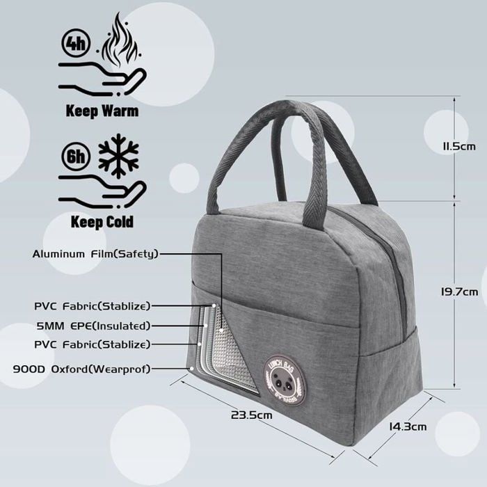 Sac Déjeuner Isotherme Portable Alyxen - Avec Boîte à Couverts, étanche, Garde Le Chaud Et Le Froid - Idéal Bureau, école, Pique-nique