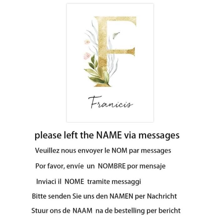 Youihom 3 Affiches Prénom Bébé Fille Fleur Rose 30x40 Cm - Posters Toile Personnalisés Chambre Enfant Sans Cadre