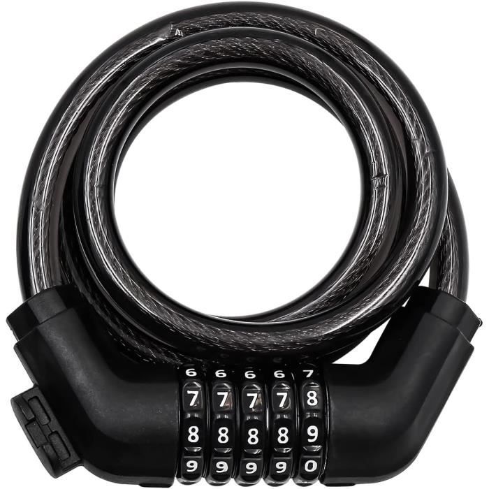 Cadenas Vélo En U à Combinaison 4 Chiffres - Anti-Vol Acier Haute Résistance Avec Coque Silicone - Noir/Orange - 3
