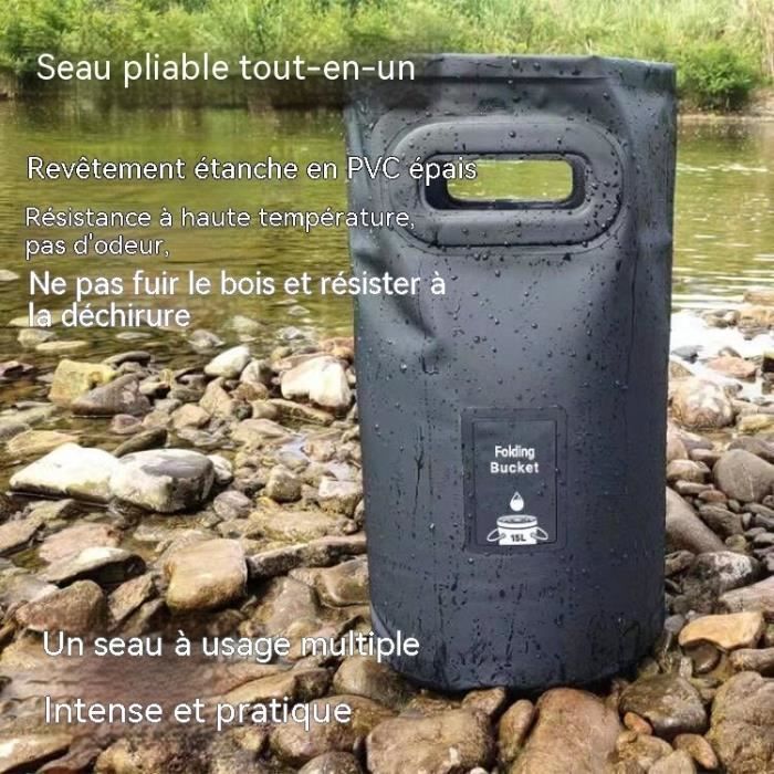 Seau Pliable Avec Poignée, Réservoir D'Eau De Camping 13 L, Seau Pliable Portable Pour Pêche