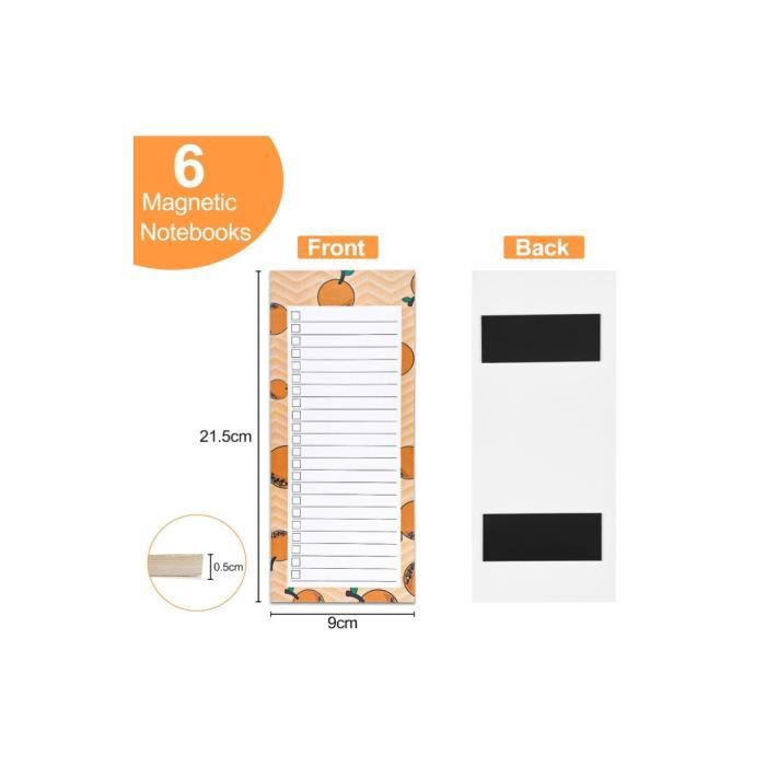 Blocs-Notes Magnétiques JIANTA - 4 Carnets Liste Courses - Stylo Inclus - Pour Frigo Ou Bureau - 9x23 Cm