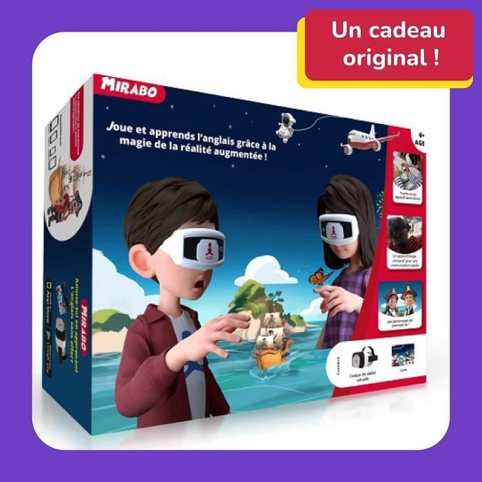Lunettes VR Pour Enfants + Jeu éducatif Langues - Apprendre L’anglais, Français En S’amusant - Cadeau 5-12 Ans