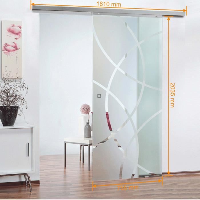 Porte intérieure vitrée coulissante avec verre coloré modèle Mondo - Soglass