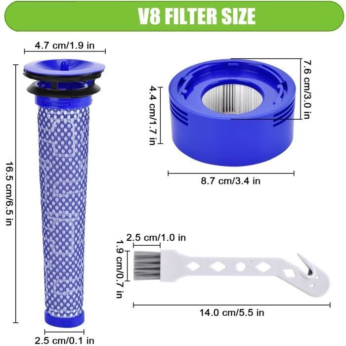 Kit de filtres pour Dyson V7, V8 Animal et Aspirateur absolu, pièces de  rechange (dy-96566101) et post-filtre (dy-96747801