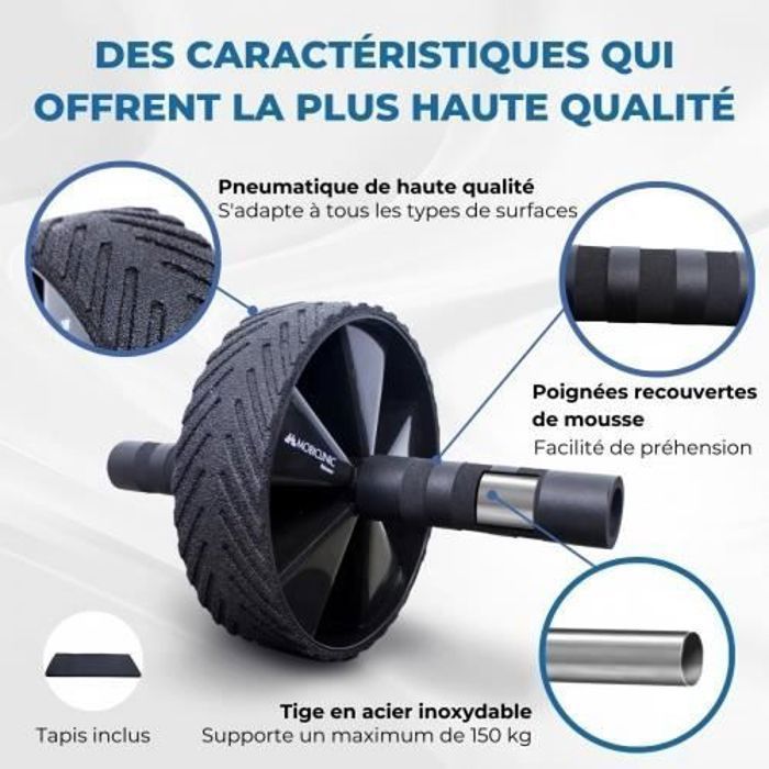 Roue Abdominale Sans Bruit De Sport Entraîneur Musculaire Rouleau Ab Gymnaste Avec Tapis De