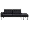 8050Luxueux•Canapé-lit,Canapé d'angle Convertible & Réversible - Sofa Canapé Confortable Cuir artificiel Noir197 x 83 x 49 cm-2