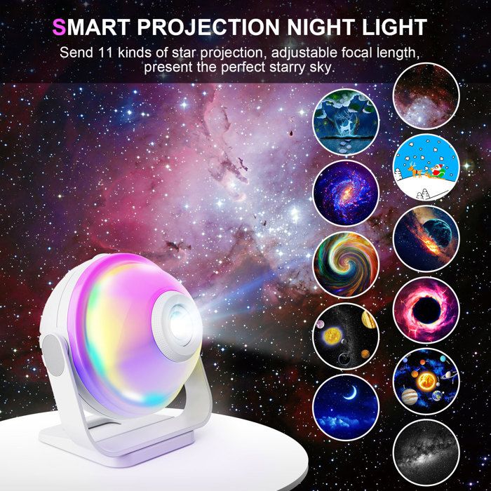 Projecteur LED Ciel étoilé 360 Lighting – Bluetooth, Télécommande, Veilleuse étoiles