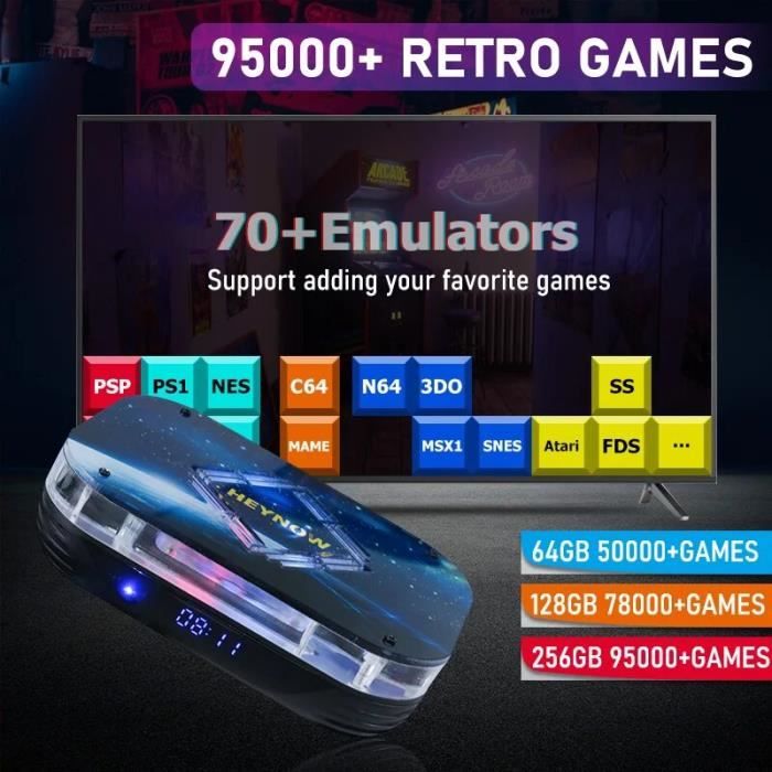 Retrowave G11 Pro – Console Rétro 256 Go Avec 60 000+ Jeux, 2 Manettes Sans Fil 2,4G, Sortie 4K – Plug And Play