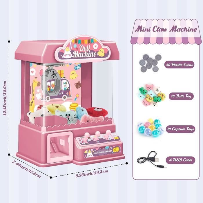 Mini Machine à Griffes électrique Pour Enfants - Avec Poupées Et œufs, Musique, Lumières, Compte à Rebours - Jouet Pour 3 Ans Et Plus